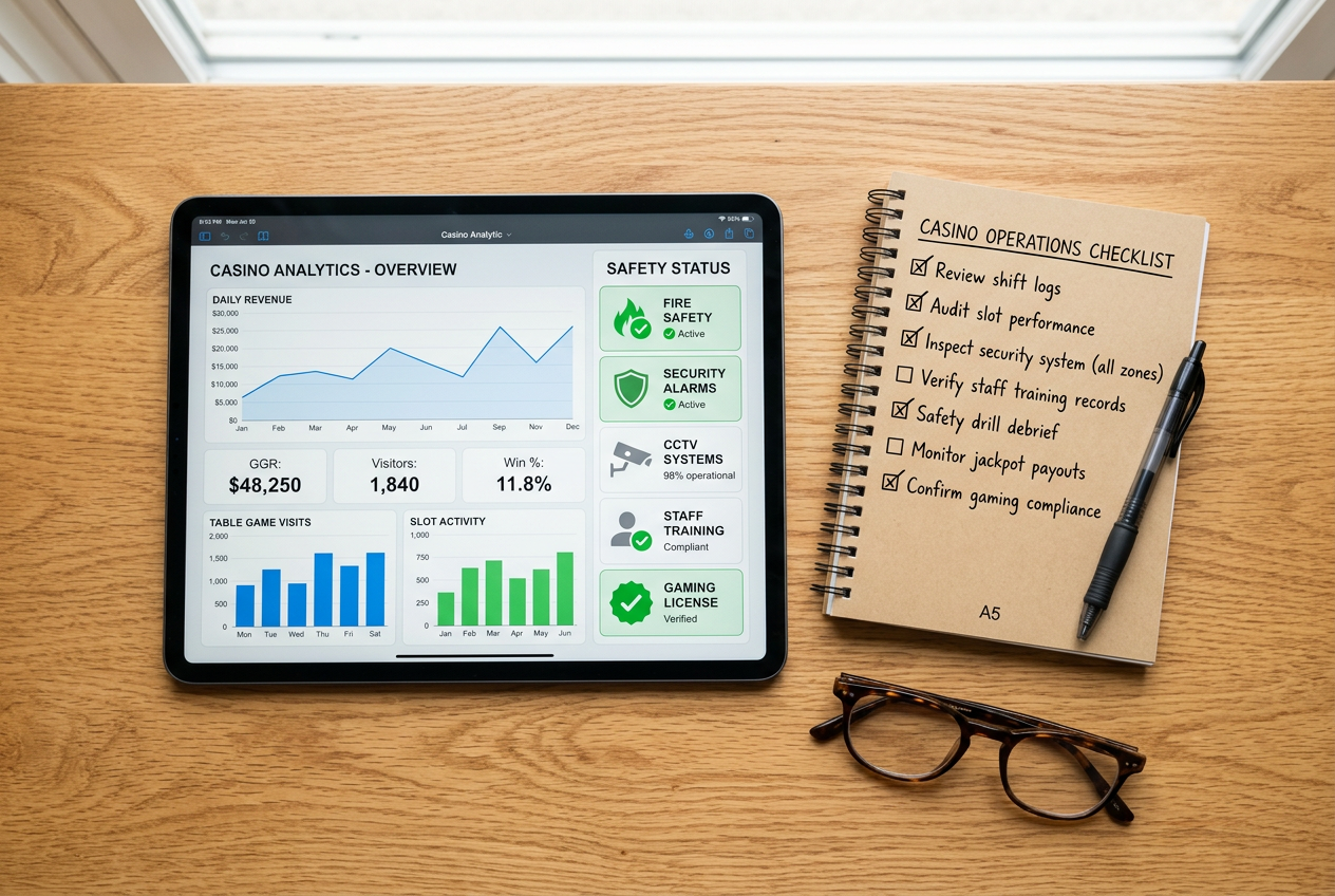 Checklist and digital tablet representing the casino evaluation process